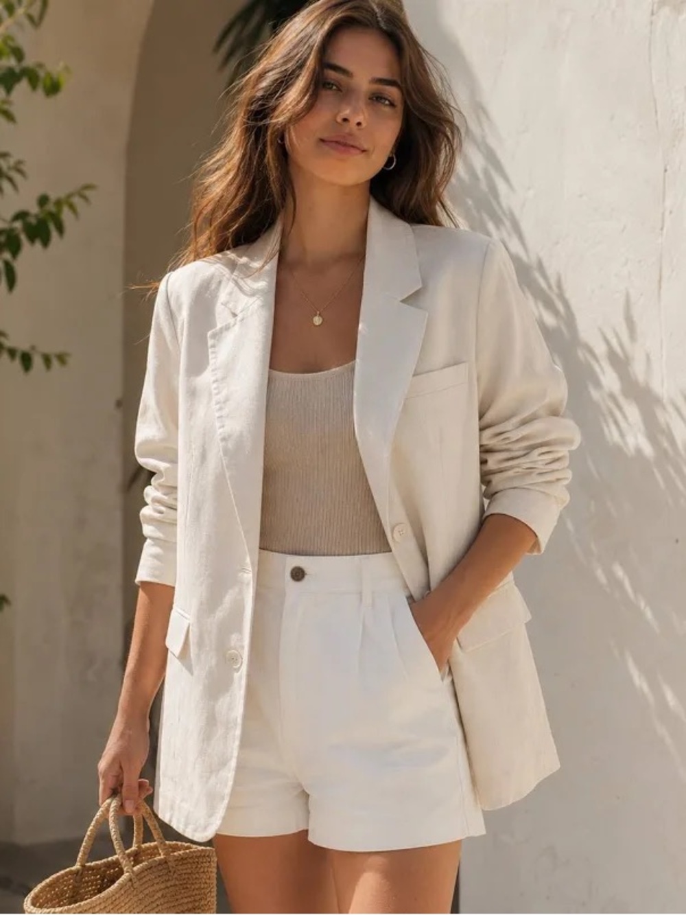 Everlane The Oversized Blazer in Linen, Bone